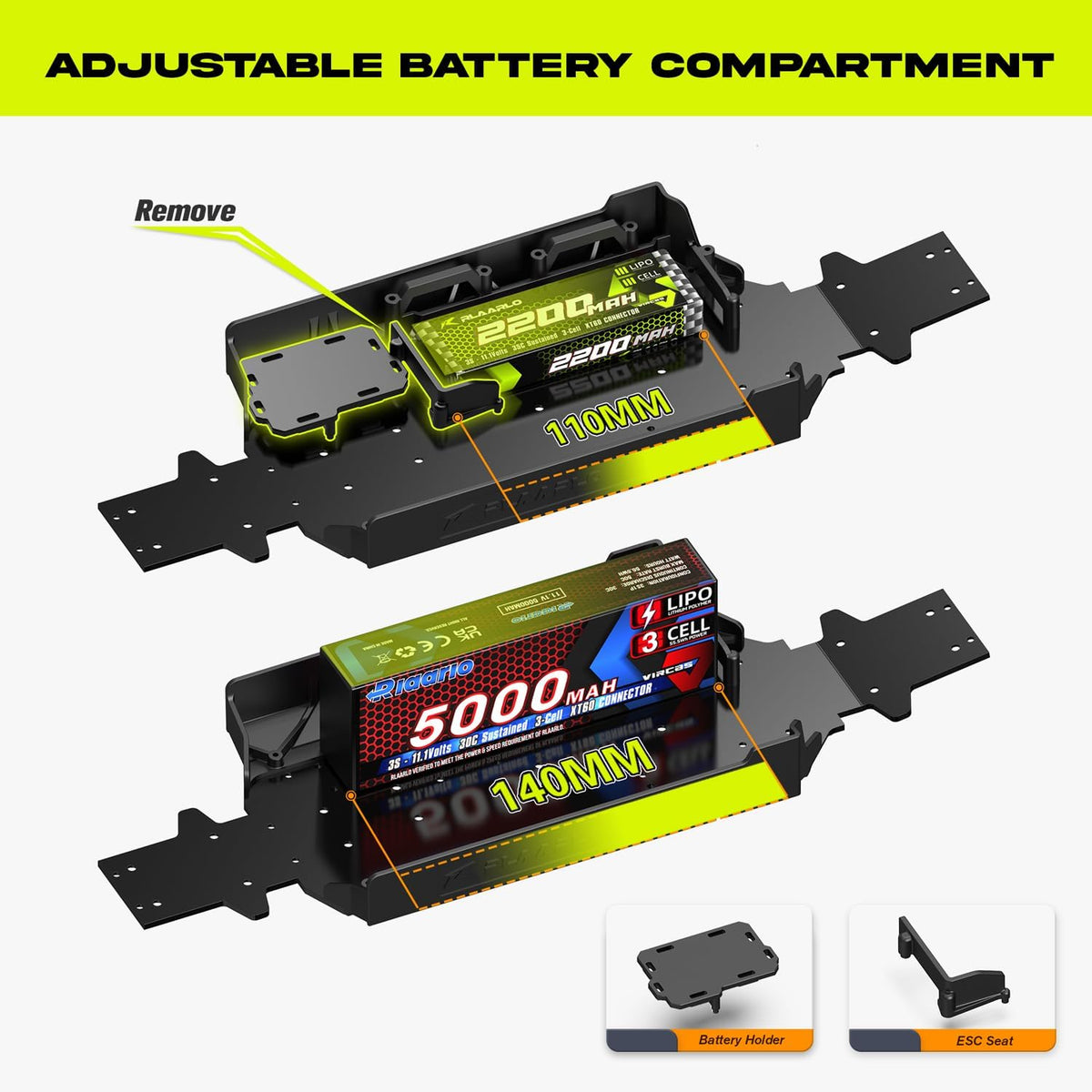 1/10 Professionelles bürstenloses Hochgeschwindigkeits-Ferngesteuertes Auto 4WD Allradantrieb Bigfoot Geländewagen mit Carbonfaserrahmen, 60A ESC mit intelligentem Gyroskop, Rennmodellspielzeug, Geschenk für Jungen, RC Monstertruck