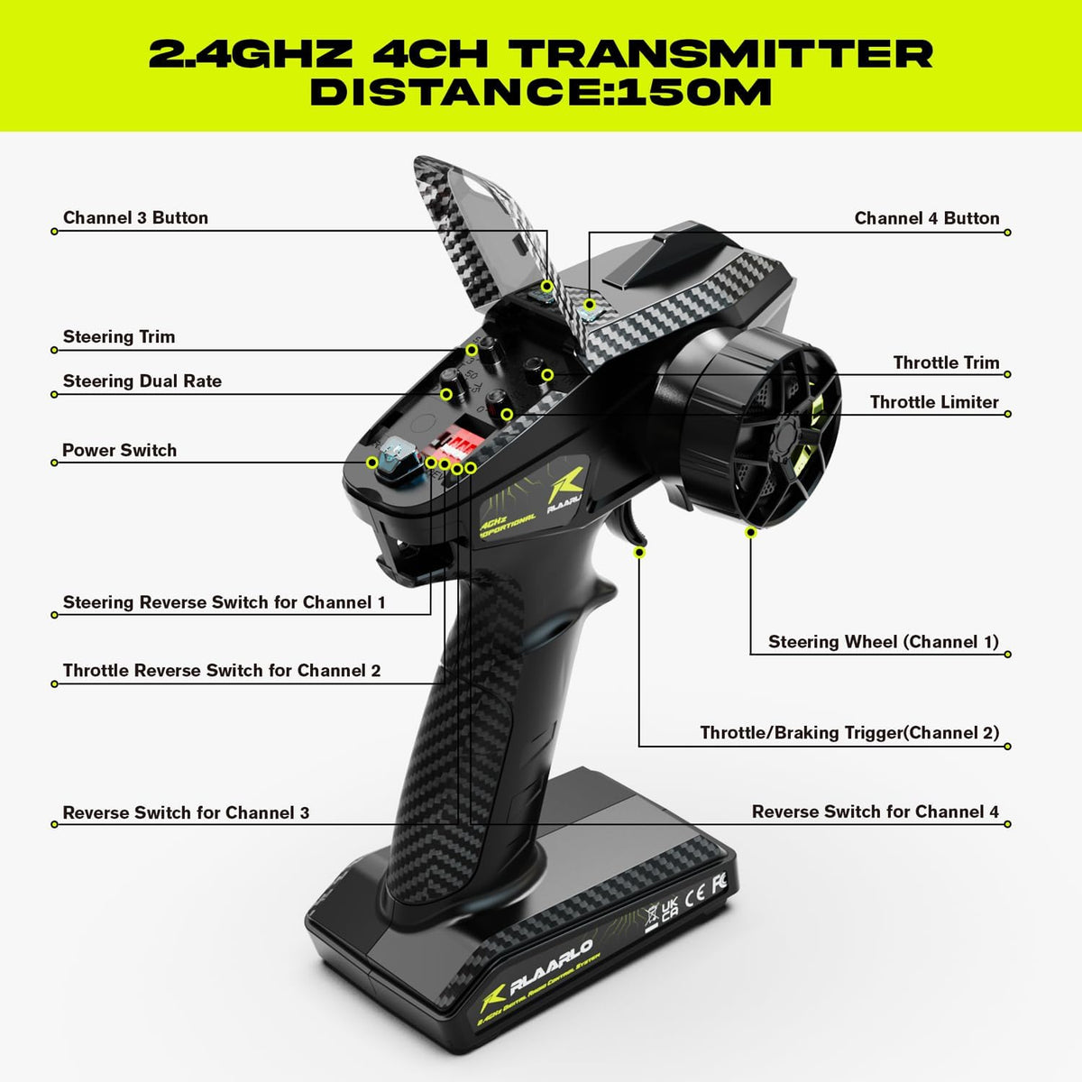 1/10 Professionelles bürstenloses Hochgeschwindigkeits-Ferngesteuertes Auto 4WD Allradantrieb Bigfoot Geländewagen mit Carbonfaserrahmen, 60A ESC mit intelligentem Gyroskop, Rennmodellspielzeug, Geschenk für Jungen, RC Monstertruck