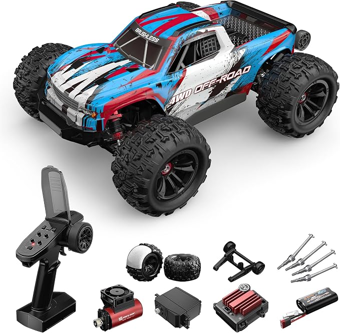 MJX 1:16 Vollmaßstab Hochgeschwindigkeits-Ferngesteuertes Auto, Allradantrieb Bürstenloser Wüsten-Truck, Renn-Offroad-Short-Truck Modellspielzeug, Ausgestattet mit zwei Karosserien und Supermotor RC Auto