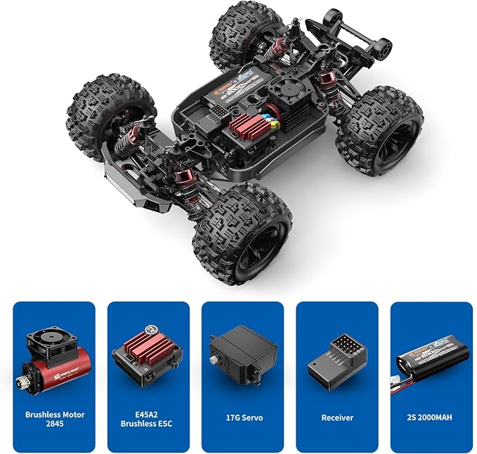 MJX 1:16 Vollmaßstab Hochgeschwindigkeits-Ferngesteuertes Auto, Allradantrieb Bürstenloser Wüsten-Truck, Renn-Offroad-Short-Truck Modellspielzeug, Ausgestattet mit zwei Karosserien und Supermotor RC Auto