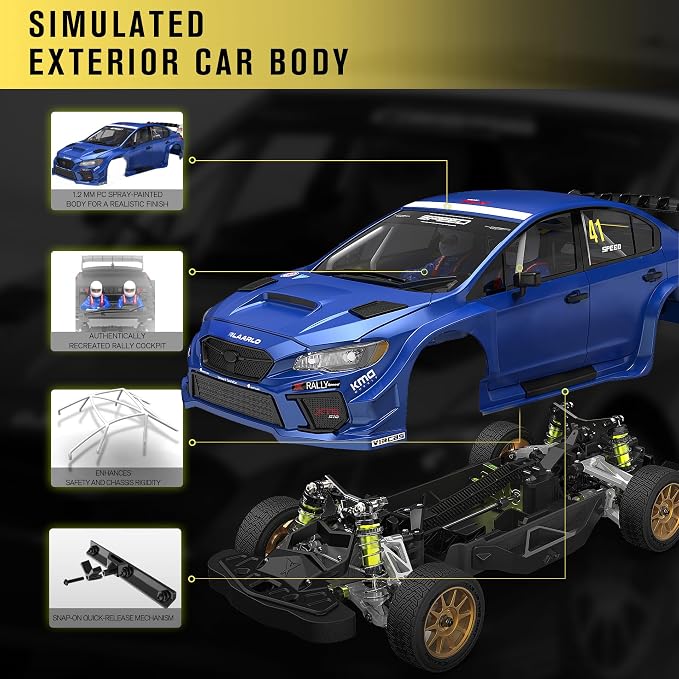 Rlaarlo 1:10 Professionelles Allrad-Rallye-Ferngesteuertes Auto XTS-S10 Kohlefaserrahmen Bürstenloses Rennsimulations-Drift-Gyroskop RC Modell Spielzeug Jungen-Geschenk