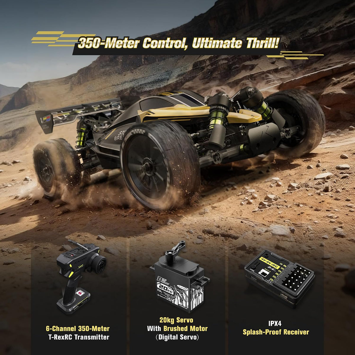 LDRC 1/10 Scale 4WD RC Wüsten-Truck, Hochgeschwindigkeits-Ferngesteuertes Auto | Vollproportionales Geländefahrzeug, Short Course Hobby-Spielzeug für Erwachsene