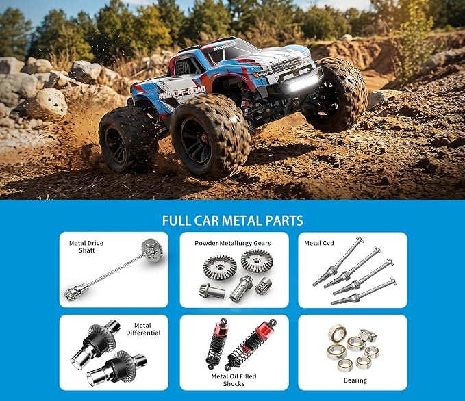 MJX 1:16 Vollmaßstab Hochgeschwindigkeits-Ferngesteuertes Auto, Allradantrieb Bürstenloser Wüsten-Truck, Renn-Offroad-Short-Truck Modellspielzeug, Ausgestattet mit zwei Karosserien und Supermotor RC Auto