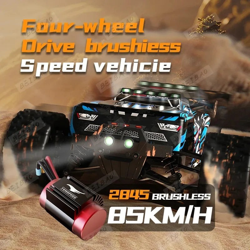 1:14 Professional Full-Scale 85km/h High-Speed Remote Control Car, Four-Wheel Drive Brushless Bigfoot Off-Road Vehicle, Metal Chassis Short-Course Truck, 3S Power Racing Model Toy, Gift for Boys, RC Car