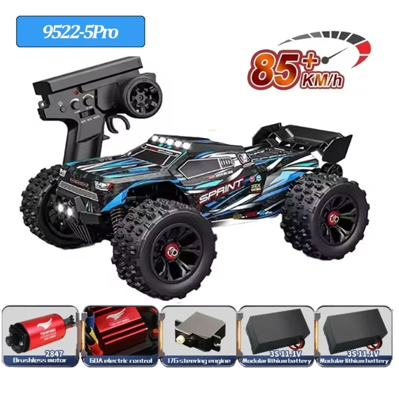 1:14 Professional Full-Scale 85km/h High-Speed Remote Control Car, Four-Wheel Drive Brushless Bigfoot Off-Road Vehicle, Metal Chassis Short-Course Truck, 3S Power Racing Model Toy, Gift for Boys, RC Car